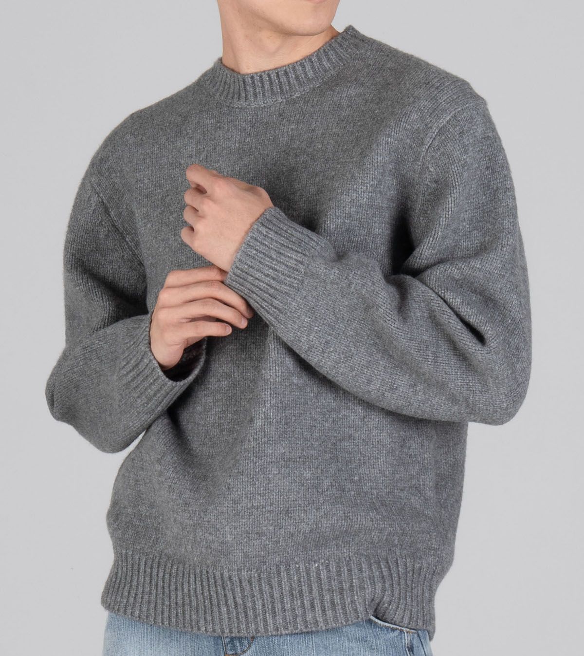 버튼서울(BUTTON SEOUL) 울블렌드 라운드 헤비 니트 (그레이)