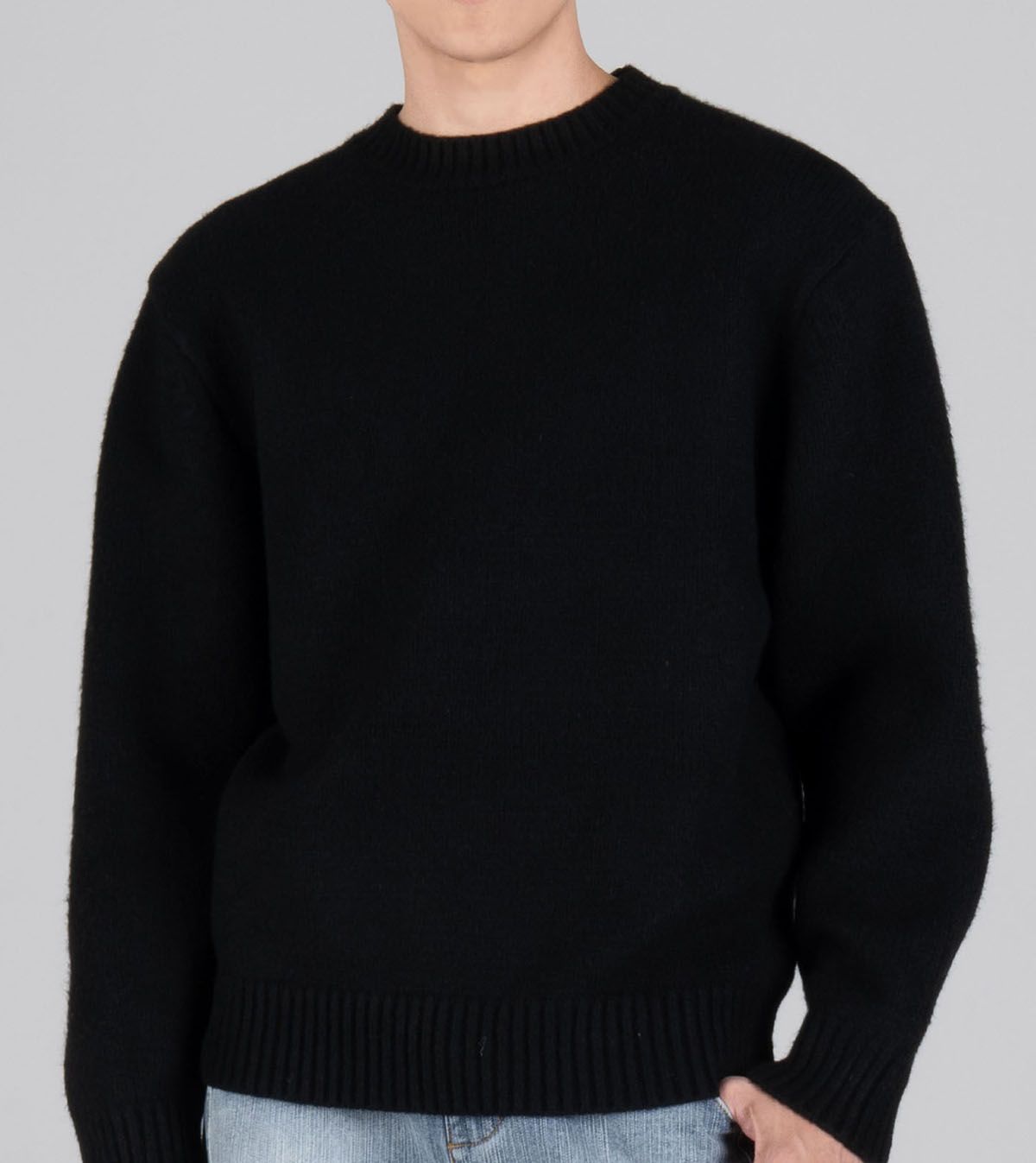 버튼서울(BUTTON SEOUL) 울블렌드 라운드 헤비 니트 (블랙)