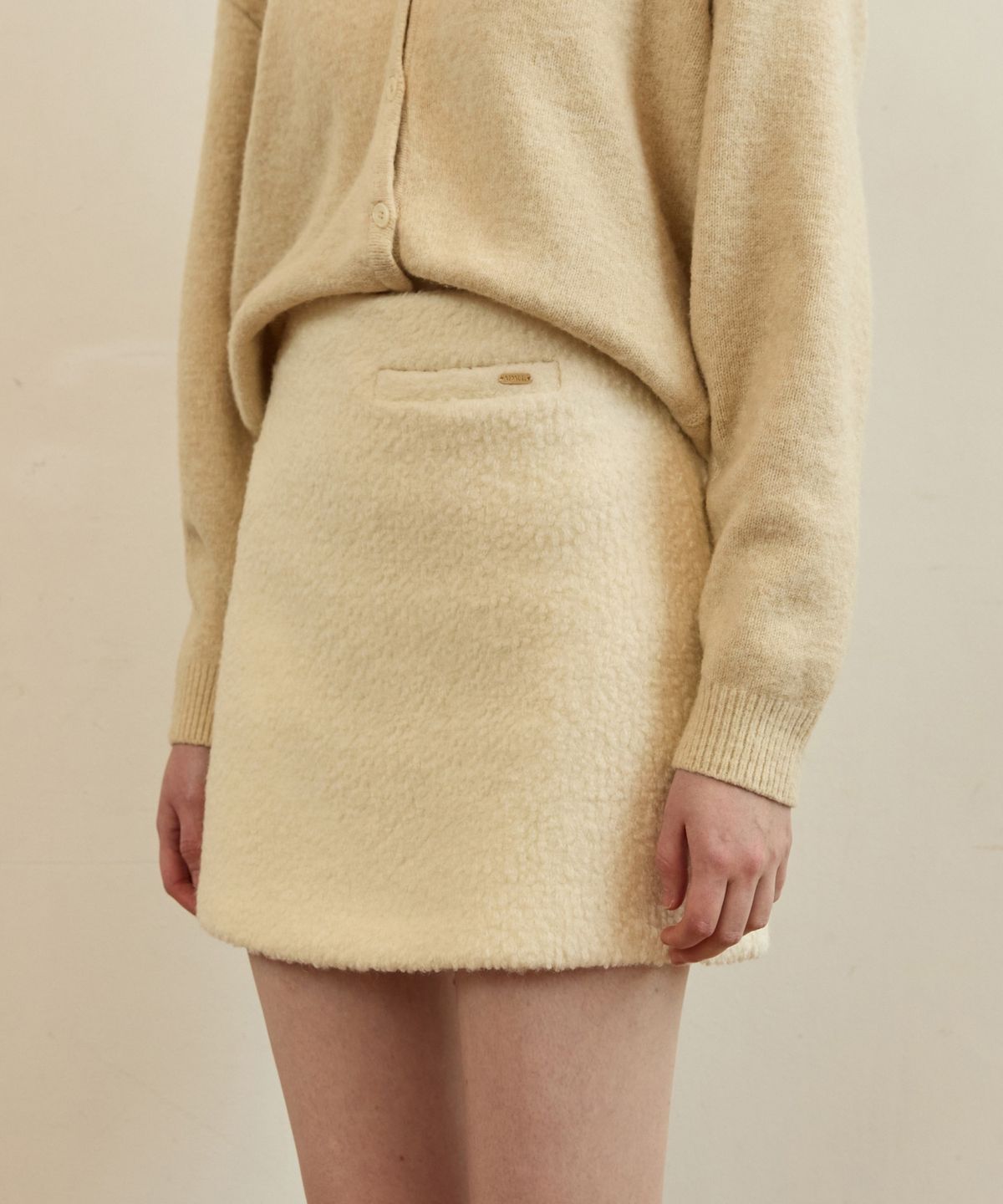 어다울(ADAUL) Teddy boucle tweed mini skirt - ivory