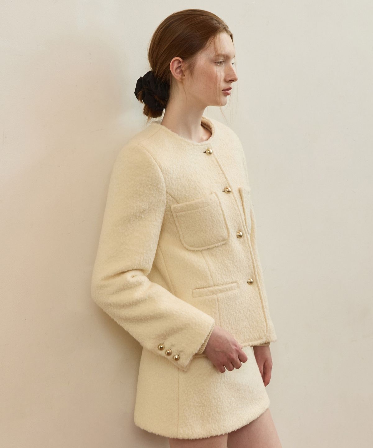 어다울(ADAUL) Teddy tweed set - ivory