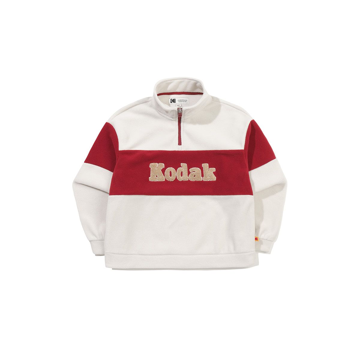 코닥 키즈(KODAK KIDS) 컬러블럭 마이크로플리스 반집업 맨투맨 키즈 IVORY
