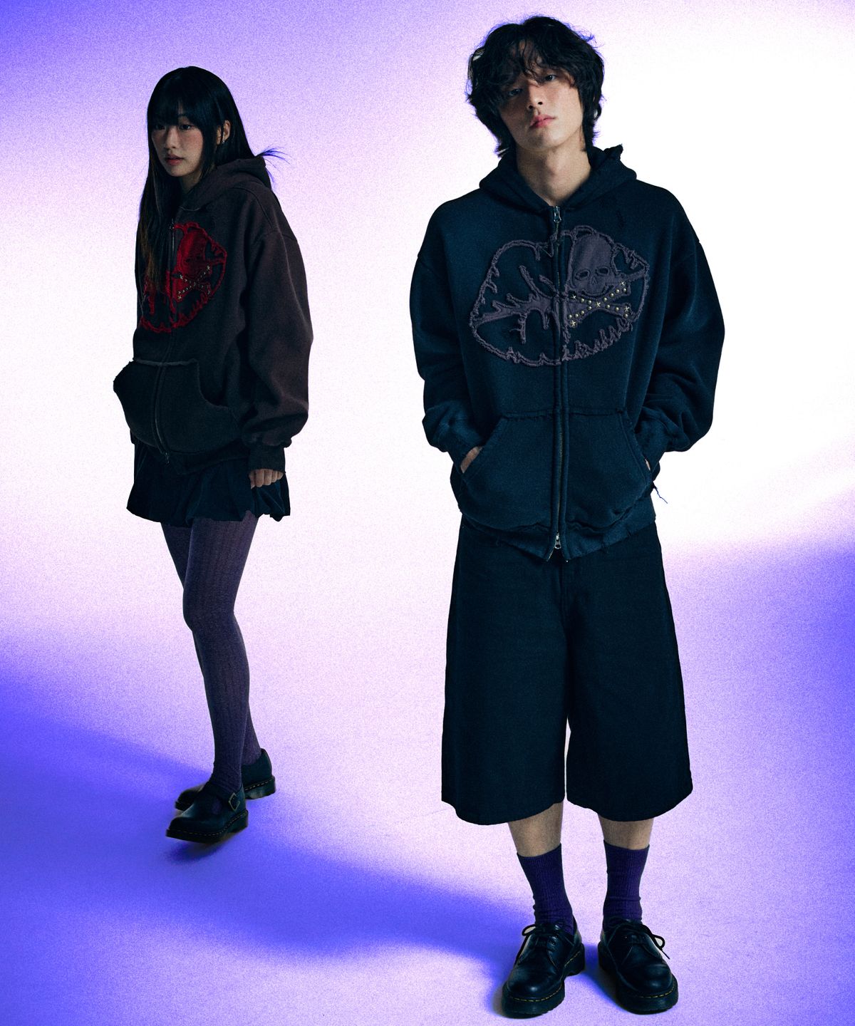 유얼쎄시(YOUR SASSY) Antique Skull Hoodie Zip Up (BLACK)