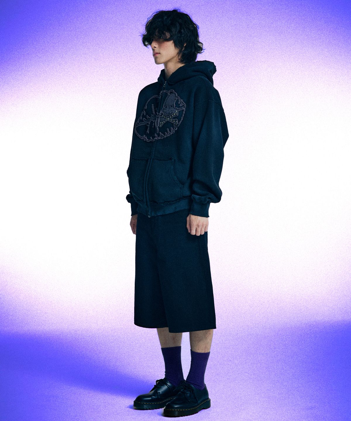 유얼쎄시(YOUR SASSY) Antique Skull Hoodie Zip Up (BLACK)