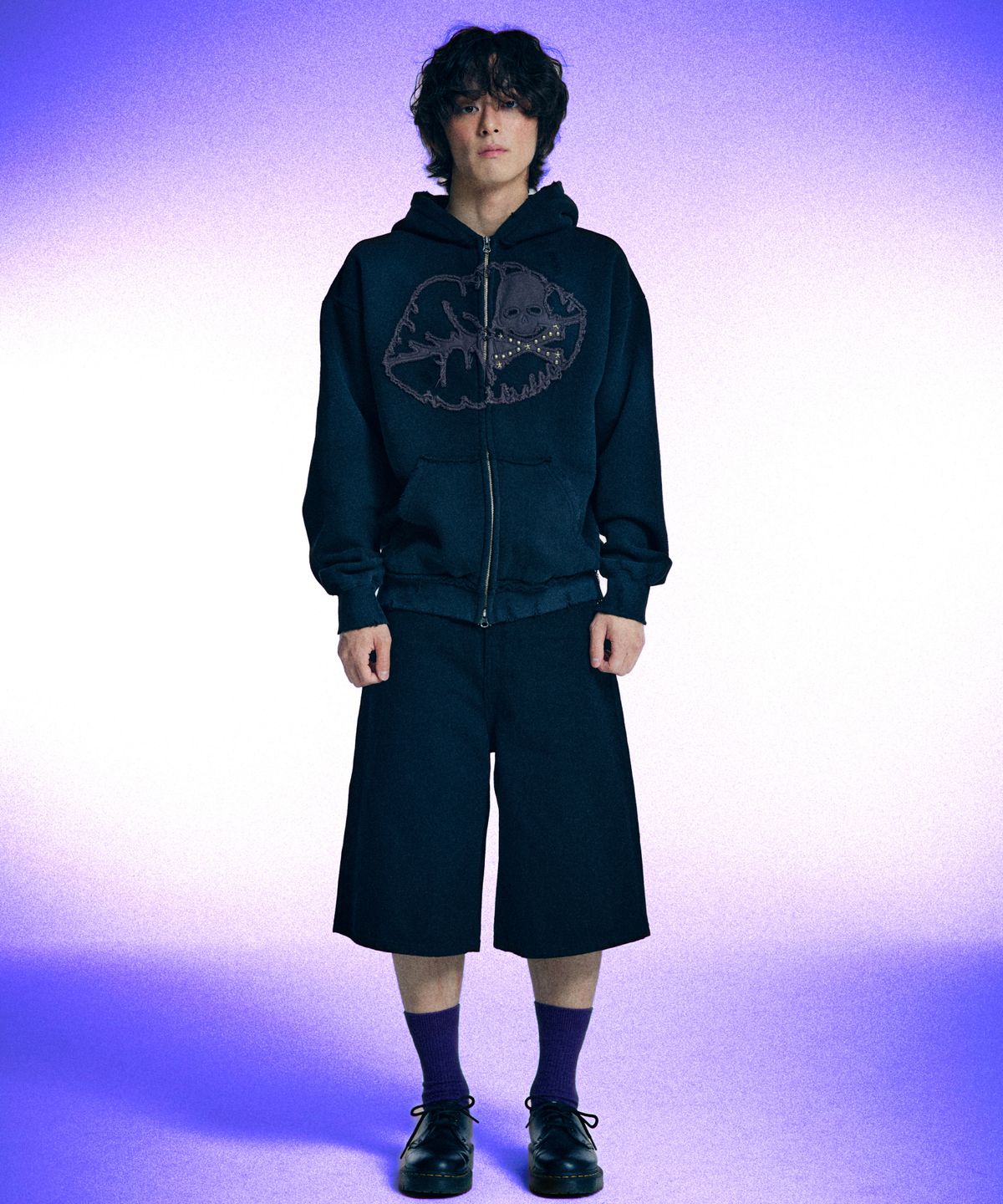 유얼쎄시(YOUR SASSY) Antique Skull Hoodie Zip Up (BLACK)