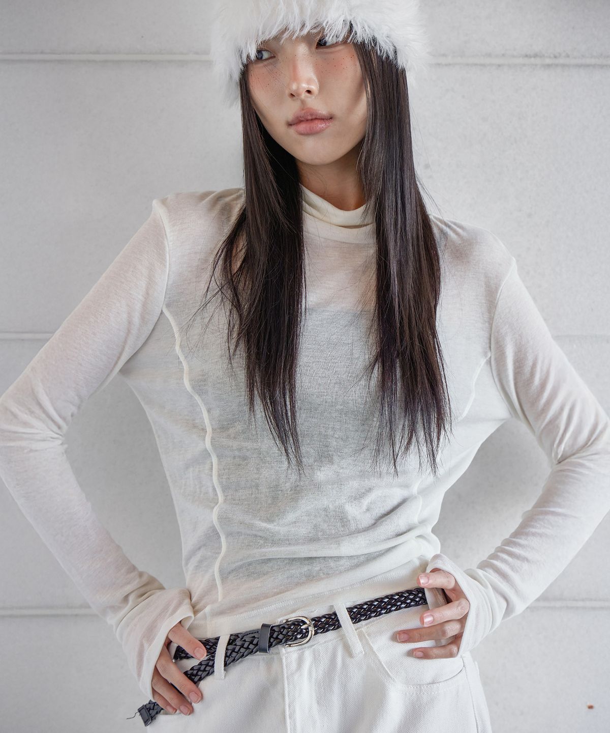런던다다(LONDONDADA) WOOL BLENDED POLA T-SHIRT, IVORY