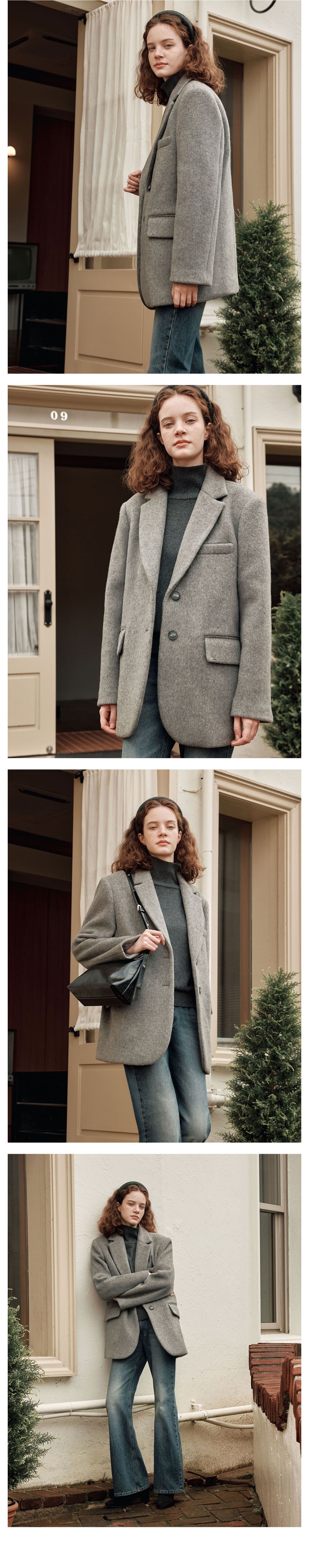 MUSINSA公式 | ZERO STREET ウールブレザーコート / グレー