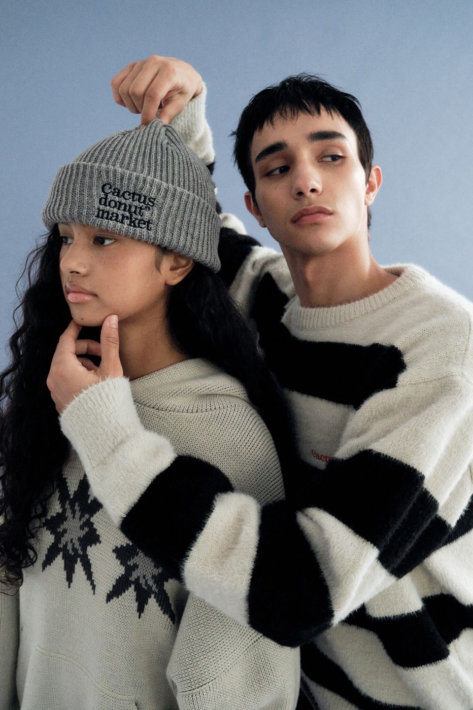 MUSINSA公式 | CACTUSDONUTMARKET Lettering Fold Knit Beanie-Melange