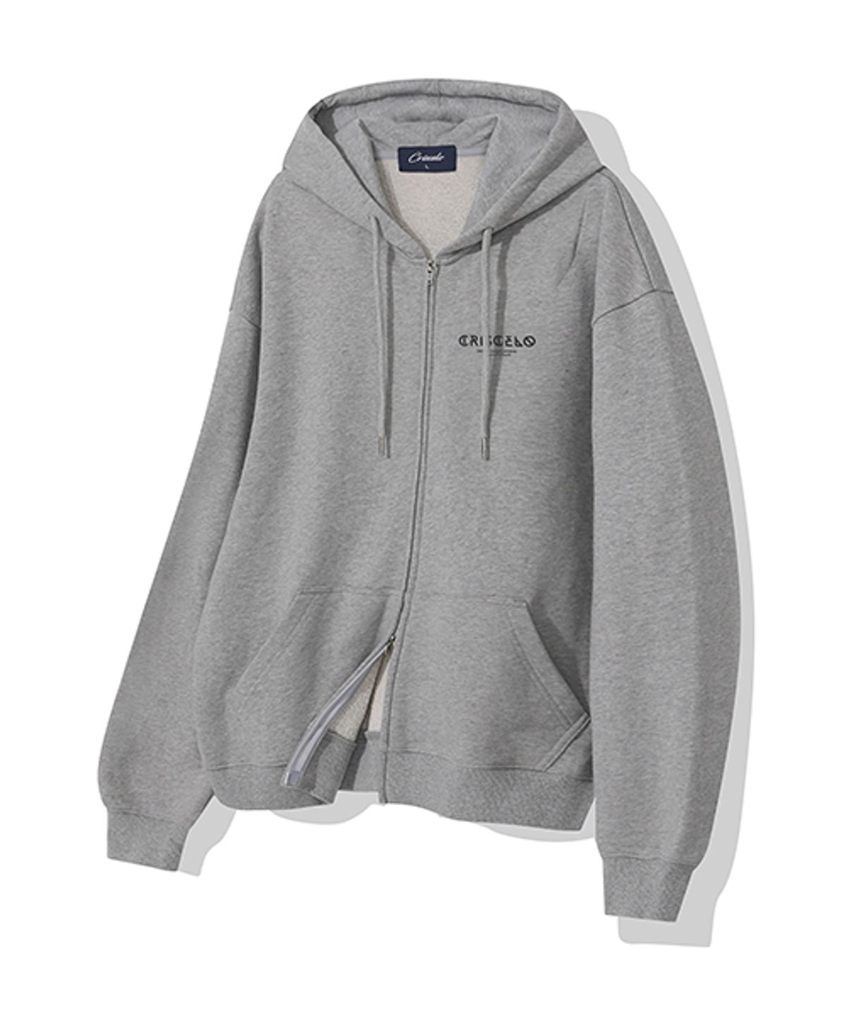크리스첼로(CRISCELO) 시그널 로고 후드 2WAY ZIP-UP_그레이