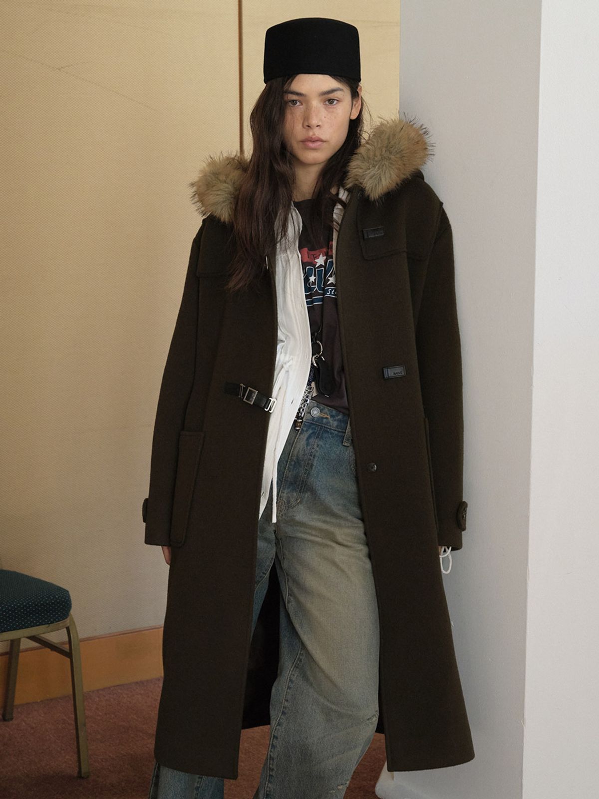 레이브(RAIVE) Fur Trimming Long Coat VW5WH046_2color