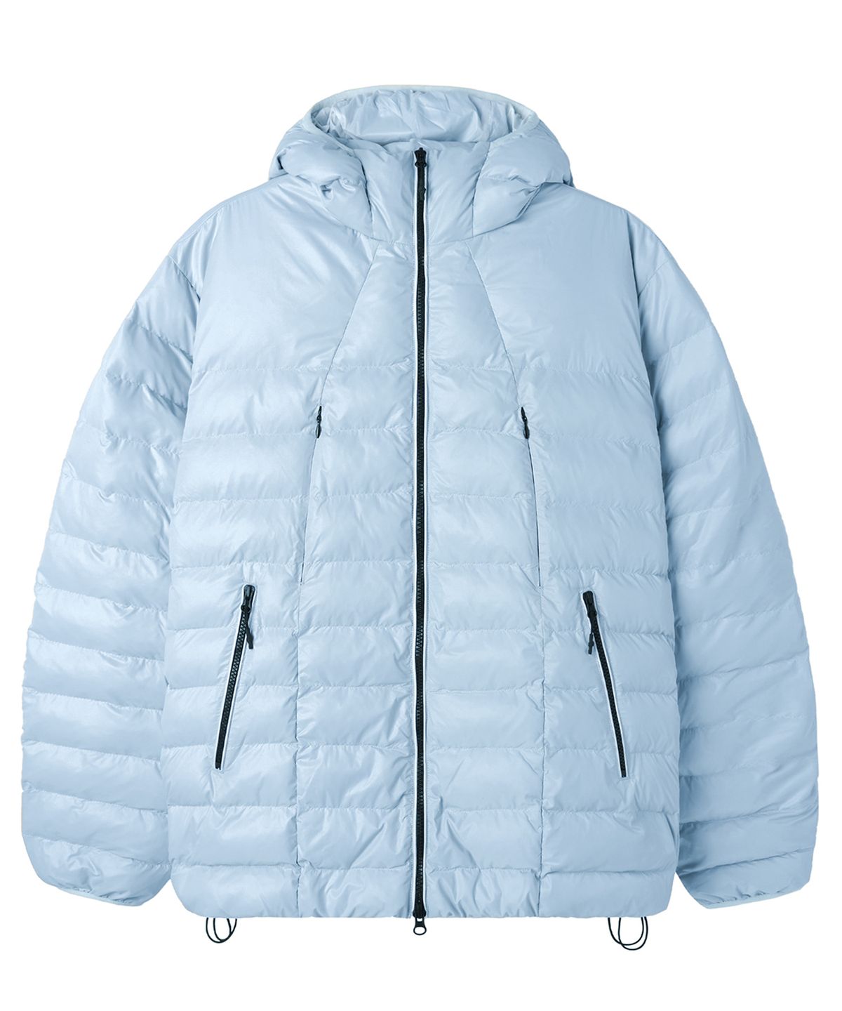 오픈야드(오와이)(OPENYARD(OY)) CURVED ZIPPER LIGHTWEIGHT PUFFER JACKET - SKY BLUE