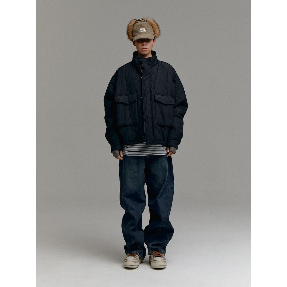 샌드 사운드(SAND SOUND) (UNISEX) 귀도리 코듀로이 볼캡  옐로이시 브라운