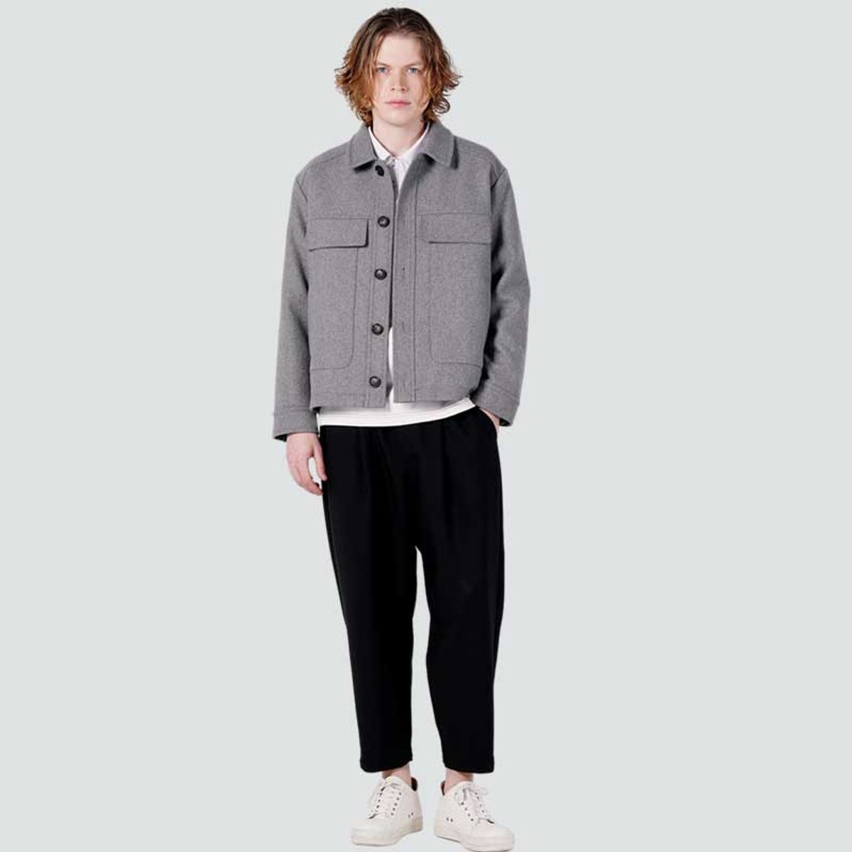 커스텀어스(CUSTOMUS) 남자 울이브직 빅후다 크롭자켓 CXS25WWJKA01 GRY