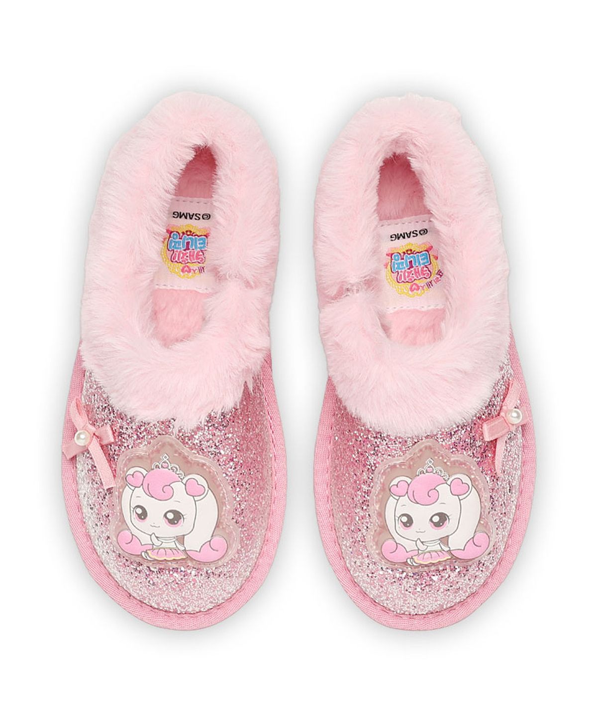 슈마커 키즈(SHOEMARKERKIDS) 캐치니티핑 LED 퍼 슬립온_핑크