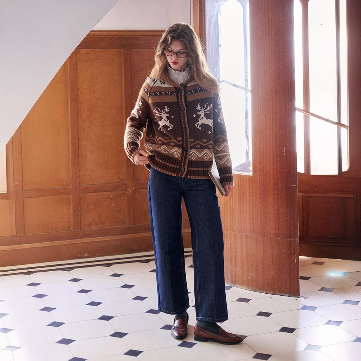 심플레트로(SIMPLE RETRO) SR_Elk island wool knitted cardigan