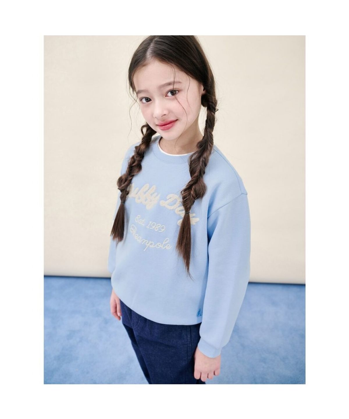 빈폴 키즈(BEANPOLE KIDS) 부클 자수 기모 스웨트 셔츠  스카이 블루 (BI5Y41U02Q)