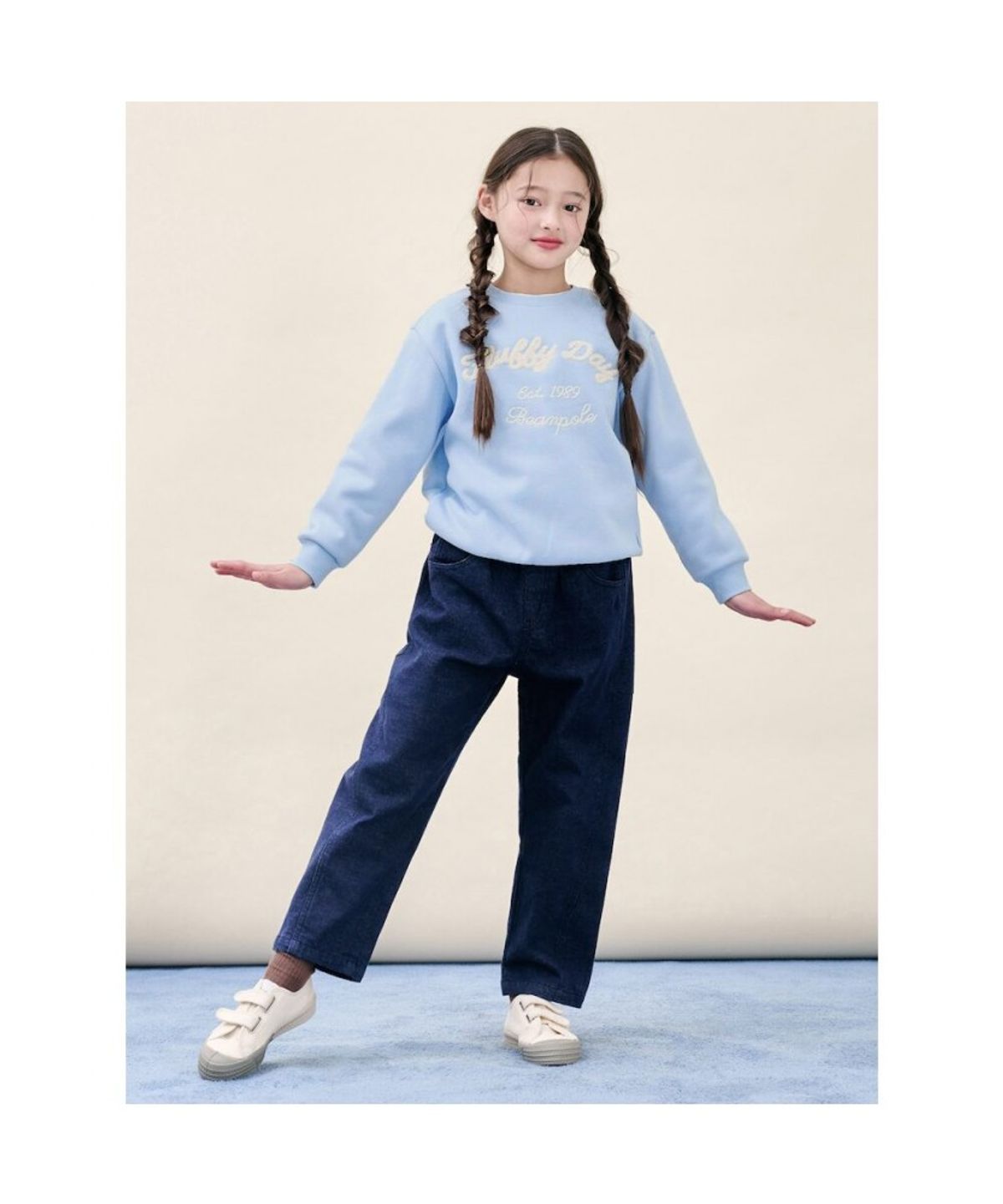 빈폴 키즈(BEANPOLE KIDS) 부클 자수 기모 스웨트 셔츠  스카이 블루 (BI5Y41U02Q)