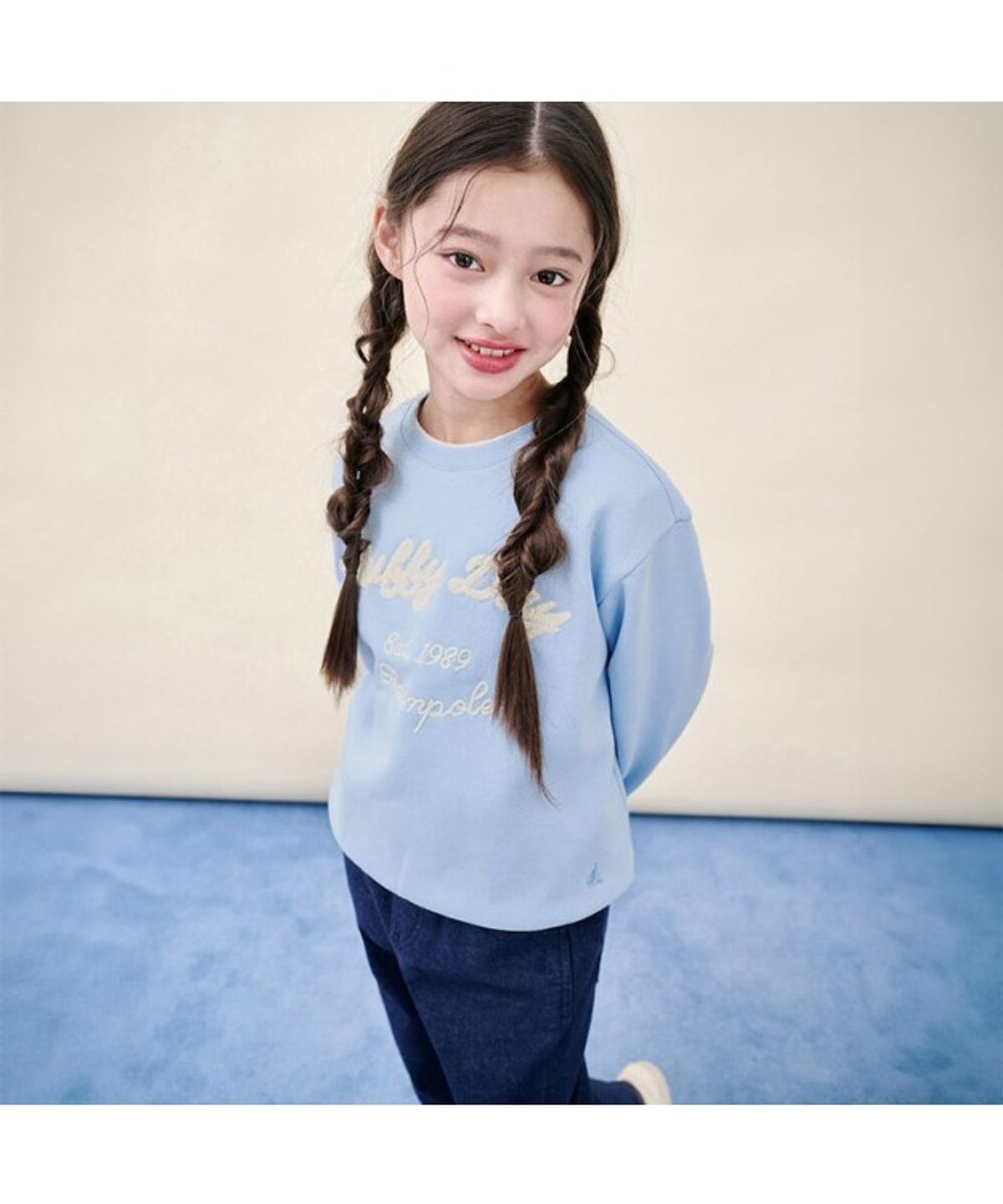빈폴 키즈(BEANPOLE KIDS) 부클 자수 기모 스웨트 셔츠  스카이 블루 (BI5Y41U02Q)