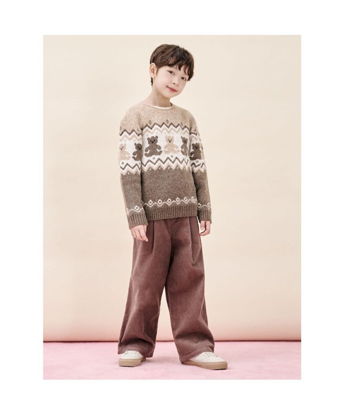 빈폴 키즈(BEANPOLE KIDS) 곰돌이 코위찬 풀오버 니트  브라운 (BI5Y51U03D)