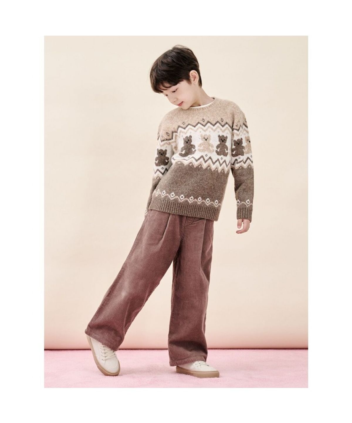 빈폴 키즈(BEANPOLE KIDS) 곰돌이 코위찬 풀오버 니트  브라운 (BI5Y51U03D)