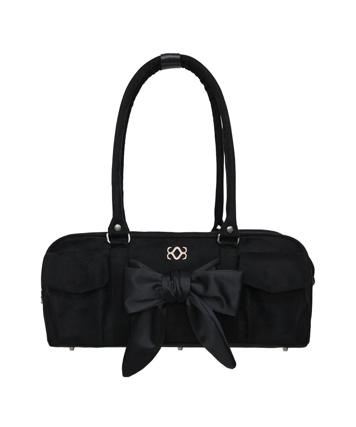 시월107(SIWL107) Bow Pottie Bag (Suede Black)