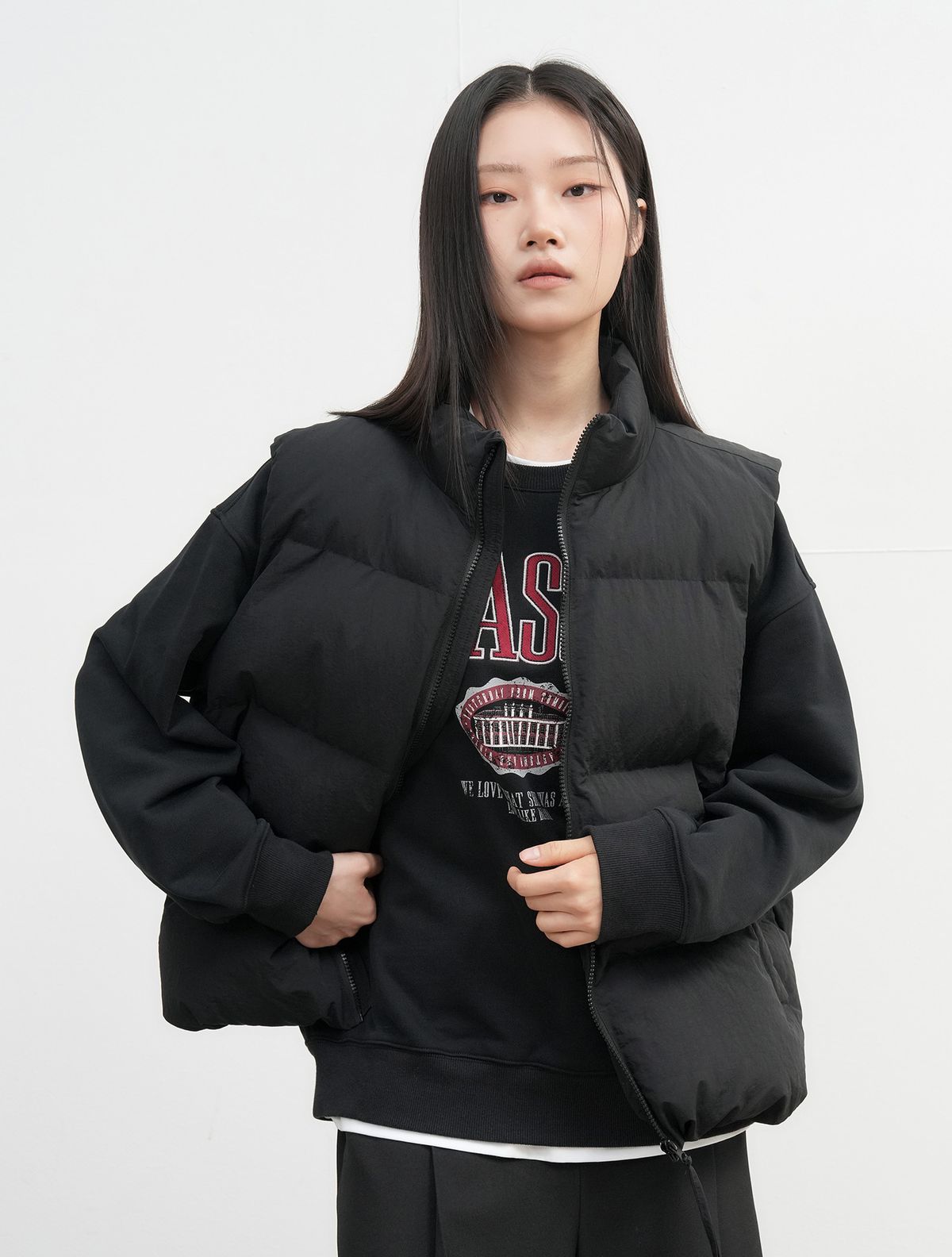 제너럴아이디어(GENERALIDEA) UNISEX 나일론 패딩 베스트 [BLACK] / SBE3U08009