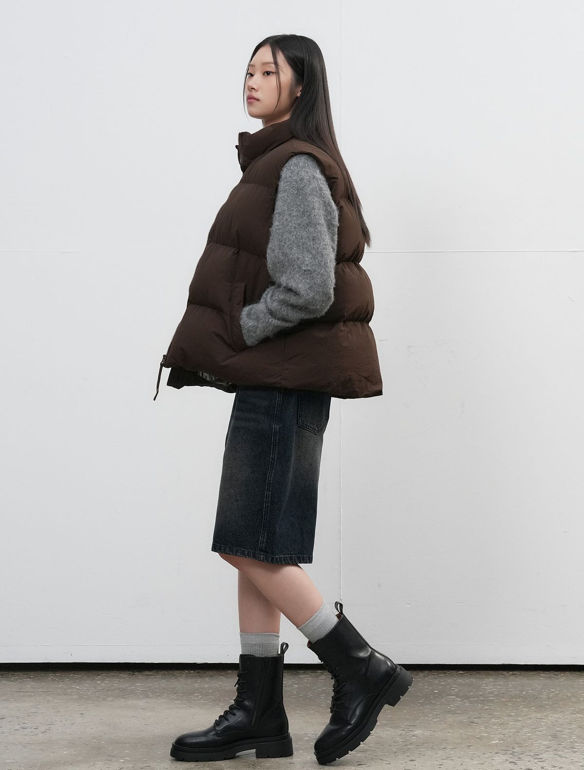 제너럴아이디어(GENERALIDEA) UNISEX 나일론 패딩 베스트 [BROWN] / SBE3U08009