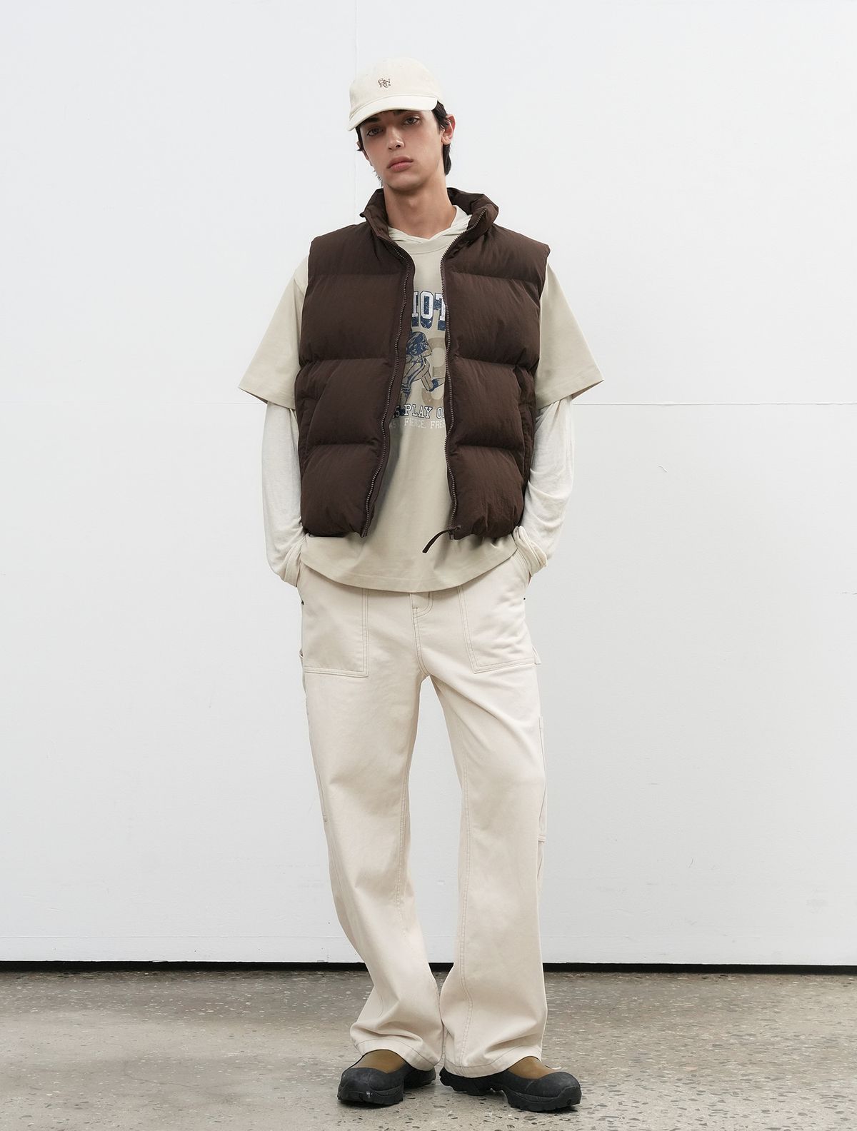 제너럴아이디어(GENERALIDEA) UNISEX 나일론 패딩 베스트 [BROWN] / SBE3U08009