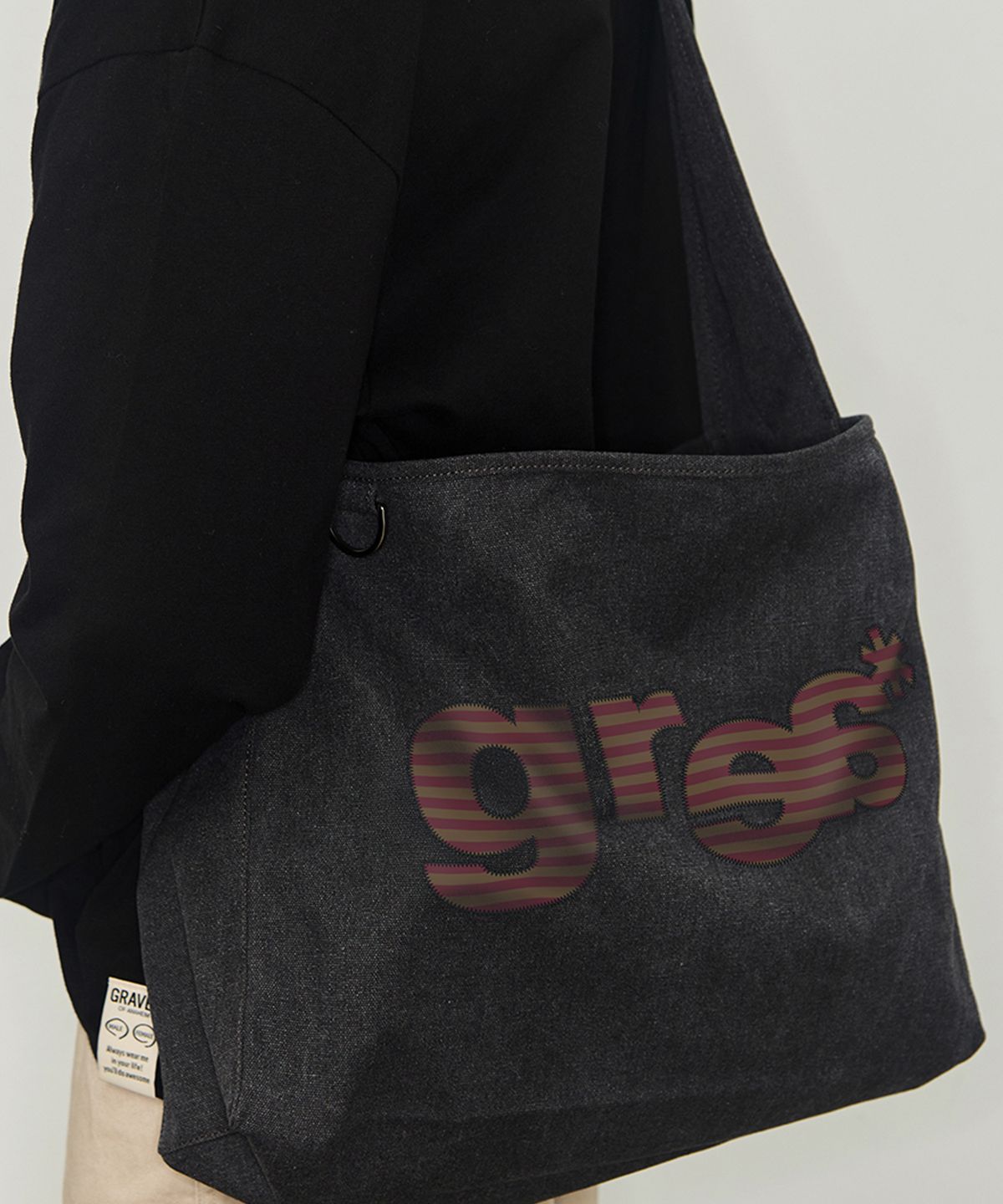 그레이버(GRAVER) [UNISEX]GRAE-S 스트라이프 코튼 캔버스 크로스백_2color