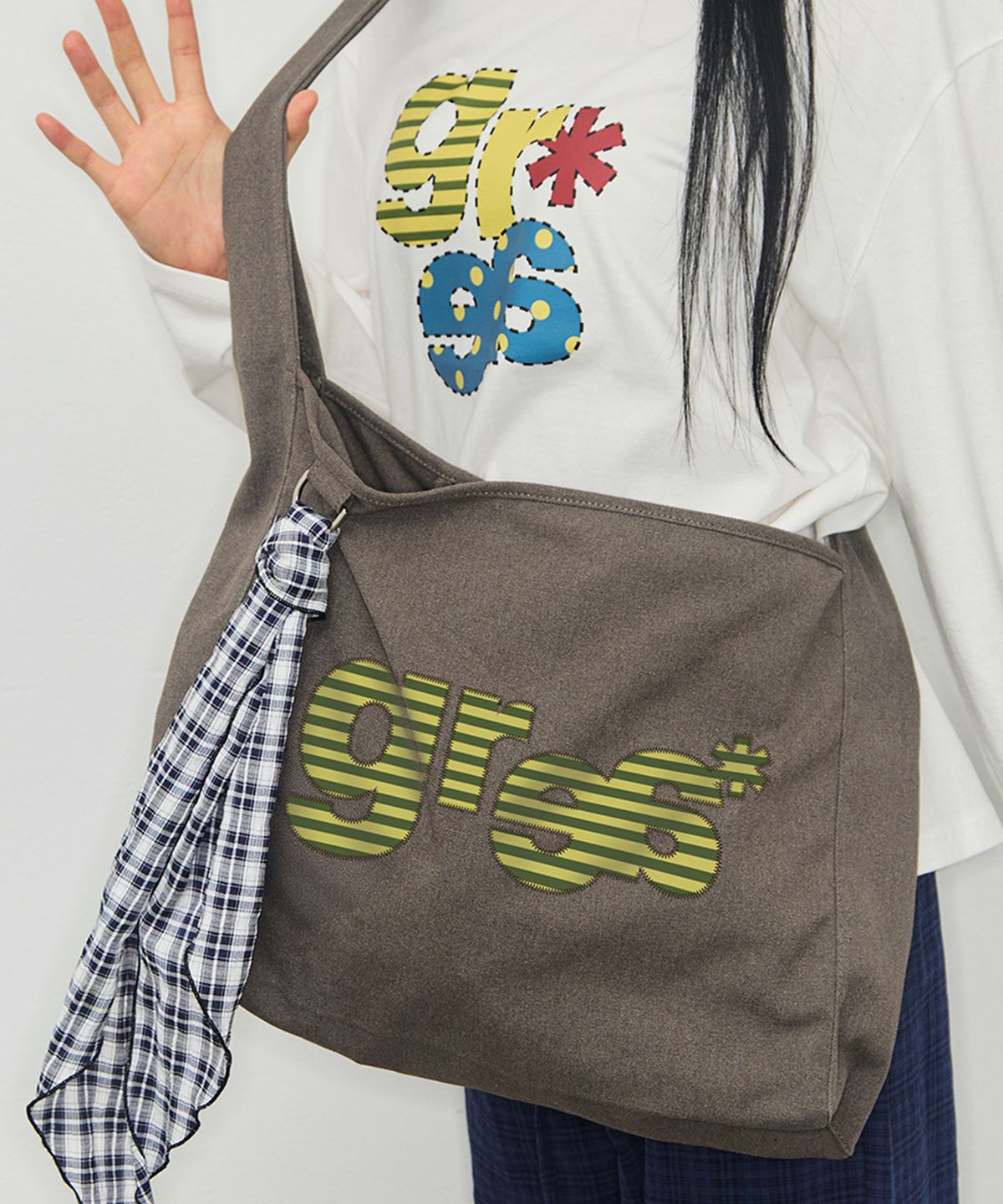 그레이버(GRAVER) [UNISEX]GRAE-S 스트라이프 코튼 캔버스 크로스백_2color