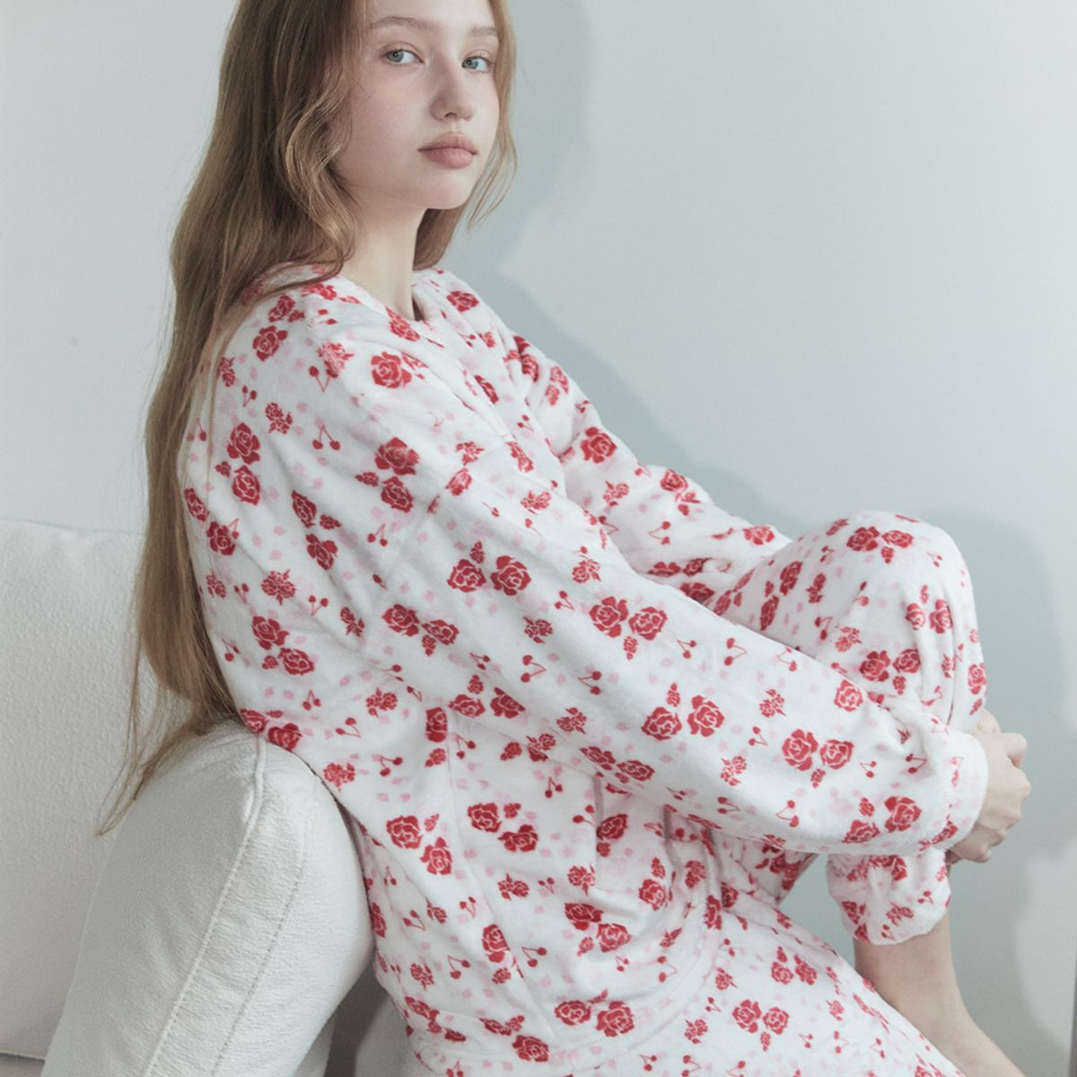 뮤즈무드(MUSEMOOD) rose cherry winter pajama (수면잠옷)