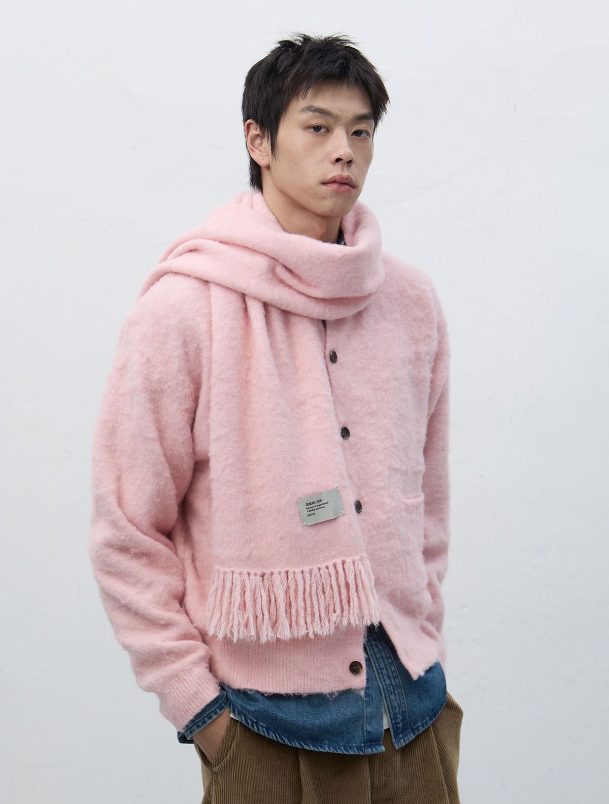 제너럴아이디어(GENERALIDEA) UNISEX 헤어리 니트 포켓 가디건 [PINK] / SBE4U04019
