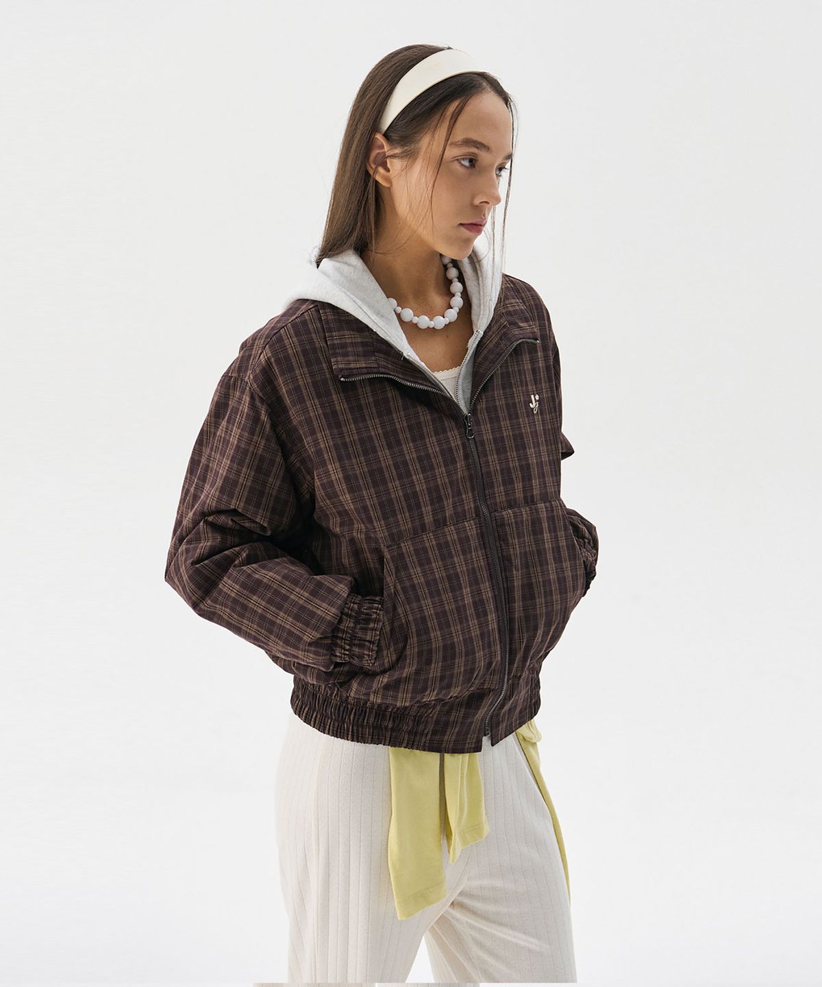 준준스페이스(JUNEJUNE SPACE) Padded Check Anorak Jumper_Brown(패딩 체크 아노락 점퍼_브라운)