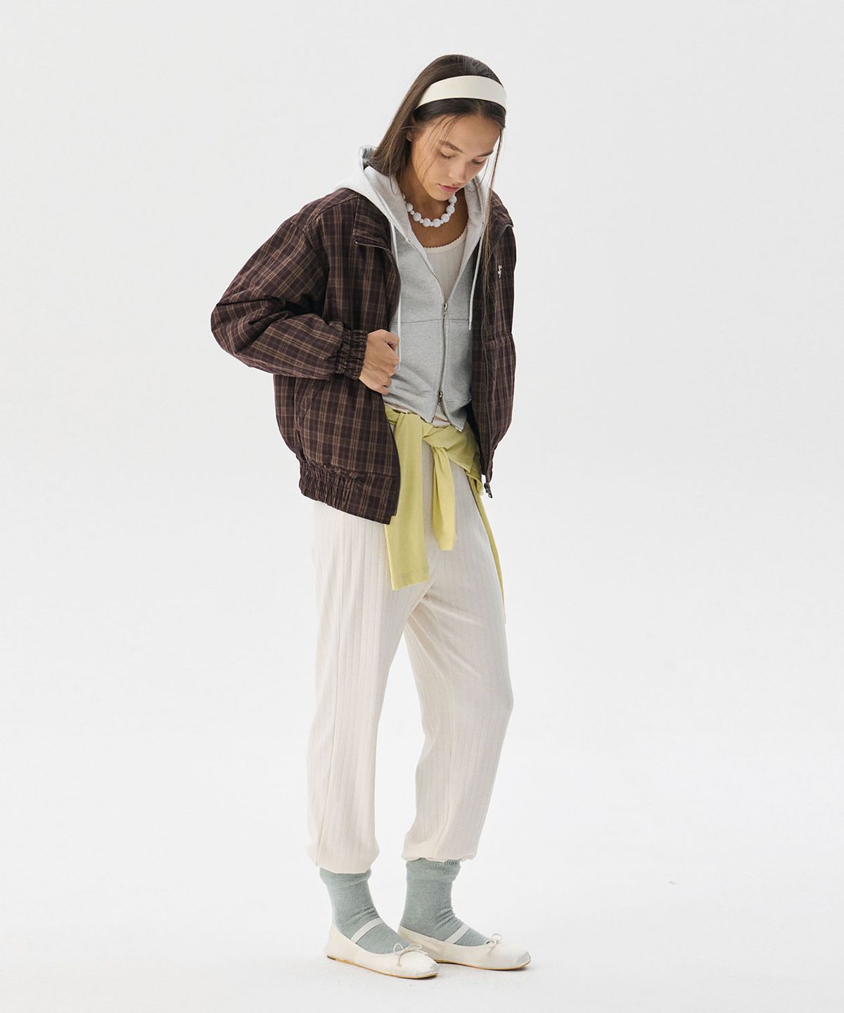 준준스페이스(JUNEJUNE SPACE) Padded Check Anorak Jumper_Brown(패딩 체크 아노락 점퍼_브라운)