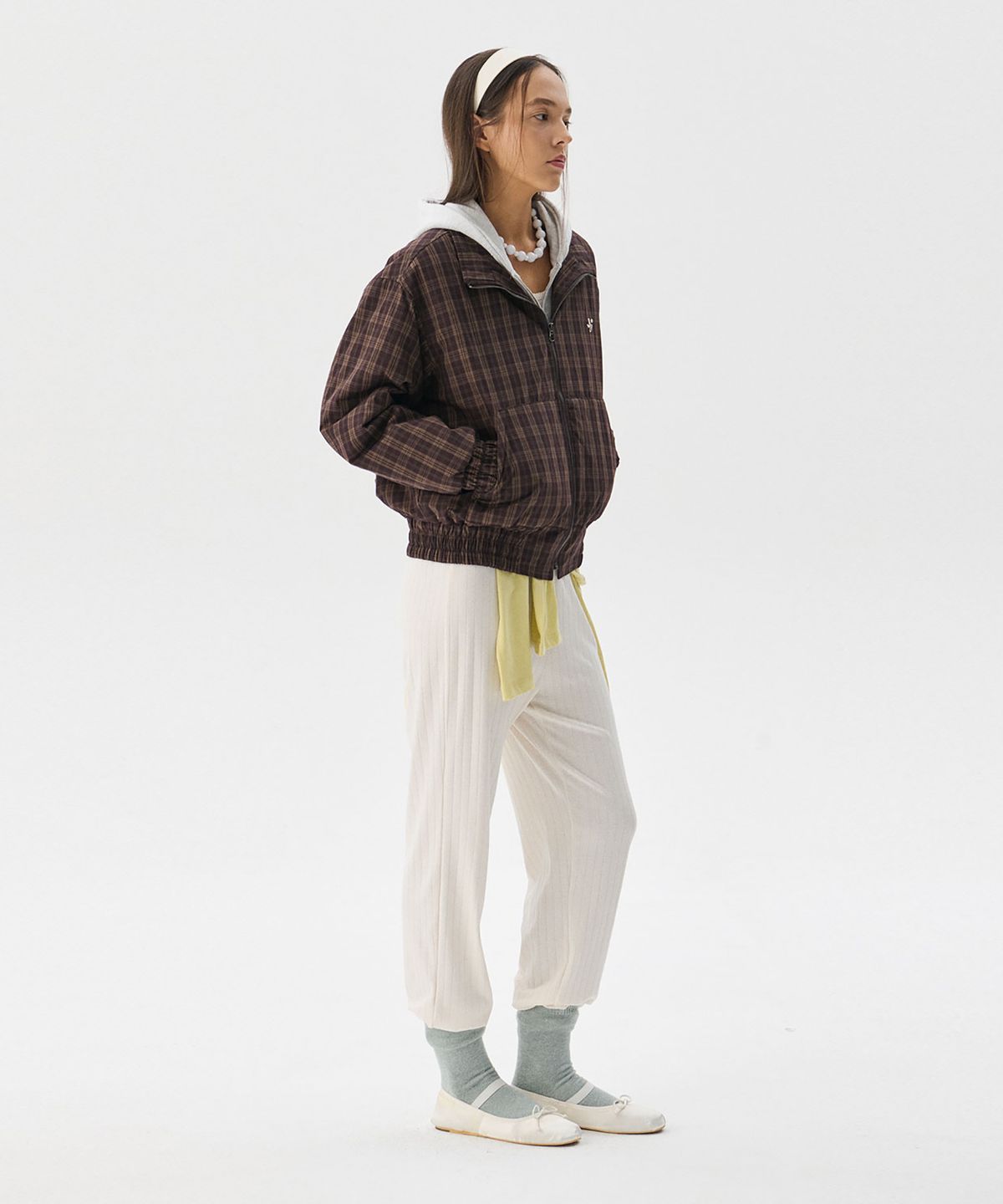 준준스페이스(JUNEJUNE SPACE) Padded Check Anorak Jumper_Brown(패딩 체크 아노락 점퍼_브라운)