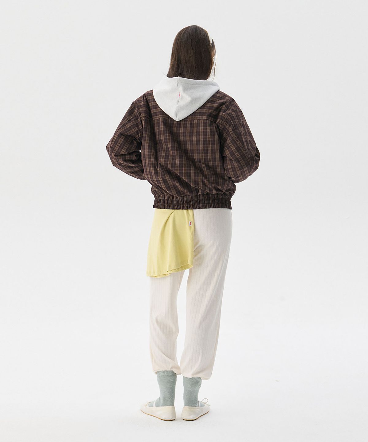준준스페이스(JUNEJUNE SPACE) Padded Check Anorak Jumper_Brown(패딩 체크 아노락 점퍼_브라운)