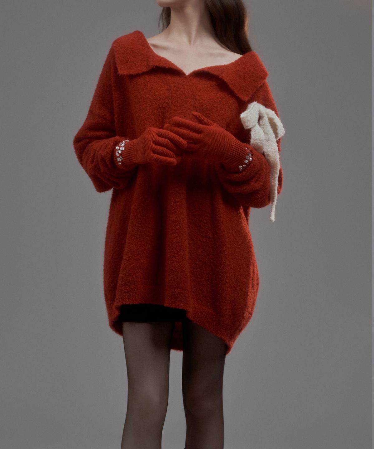 마우솔레움(MAU SOLEUM) Betty Ribbon Knit - Red