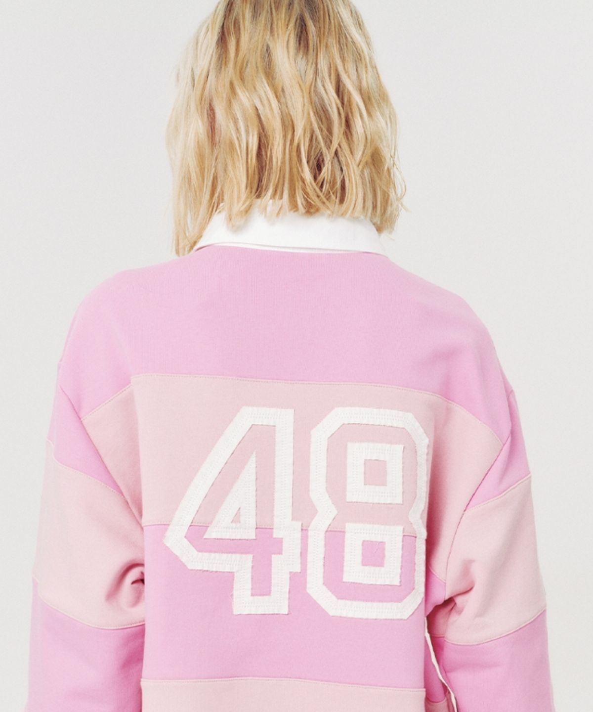 무드베러(MOODBETTER) 48 COLLEGE STRIPE RUGBY SHIRT PINK