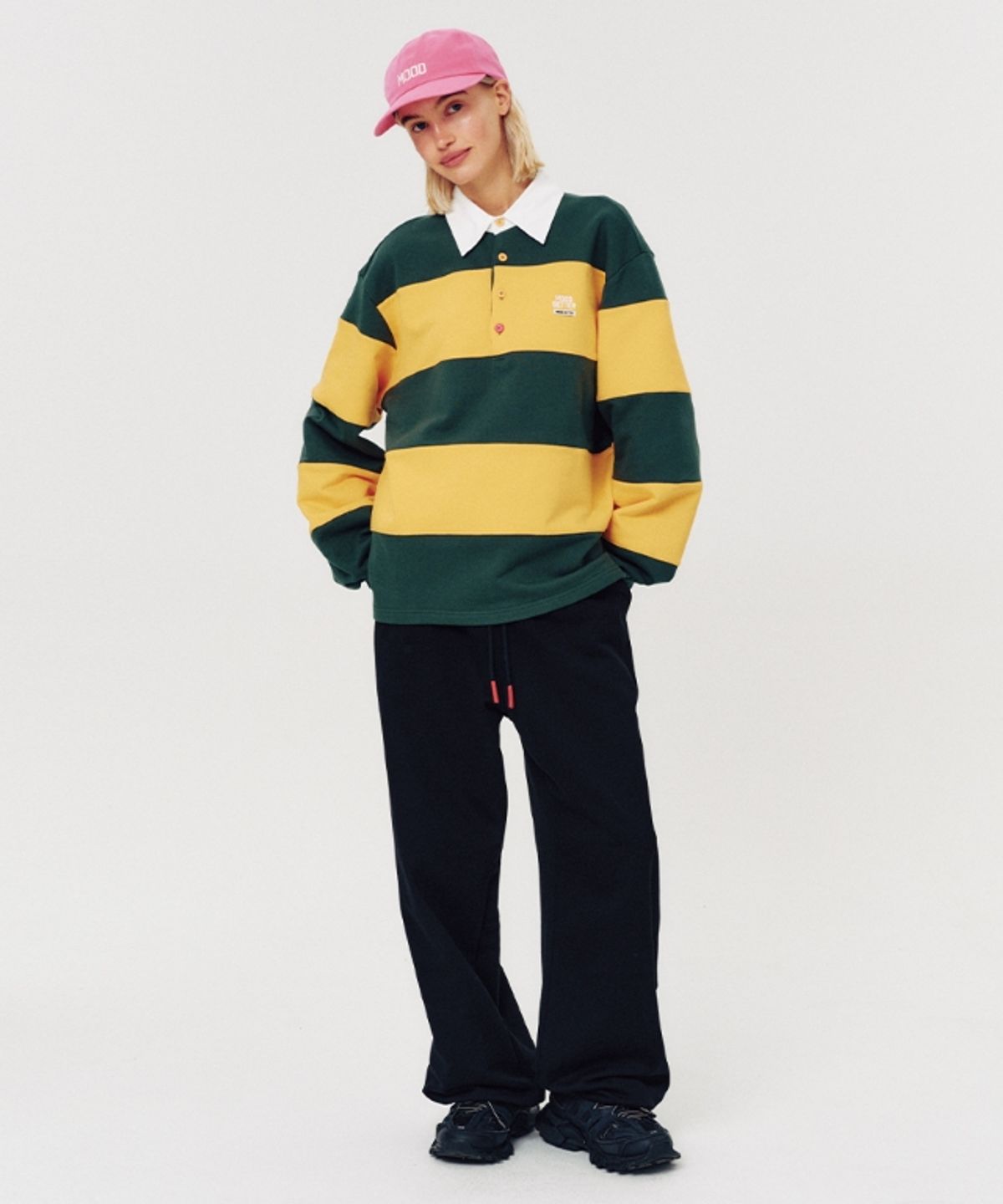 무드베러(MOODBETTER) 48 COLLEGE STRIPE RUGBY SHIRT YELLOW