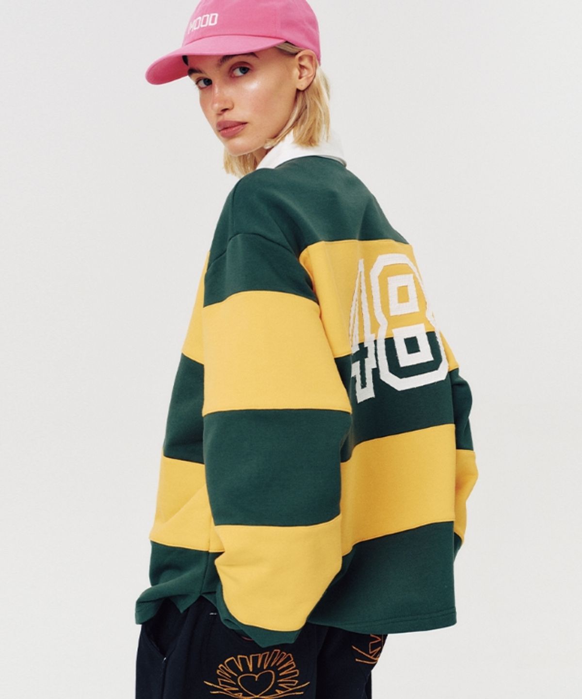 무드베러(MOODBETTER) 48 COLLEGE STRIPE RUGBY SHIRT YELLOW