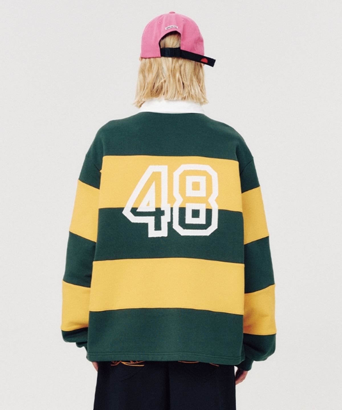 무드베러(MOODBETTER) 48 COLLEGE STRIPE RUGBY SHIRT YELLOW