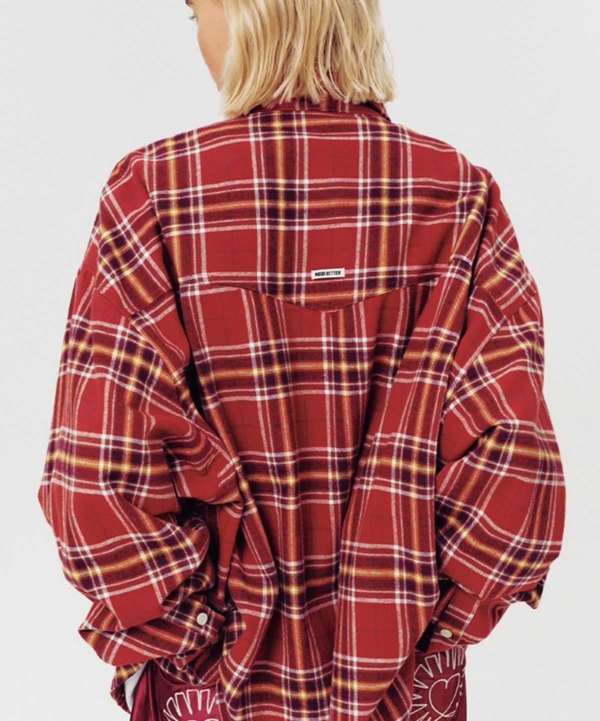 무드베러(MOODBETTER) OVERSIZED CHECK SHIRT BRICK RED