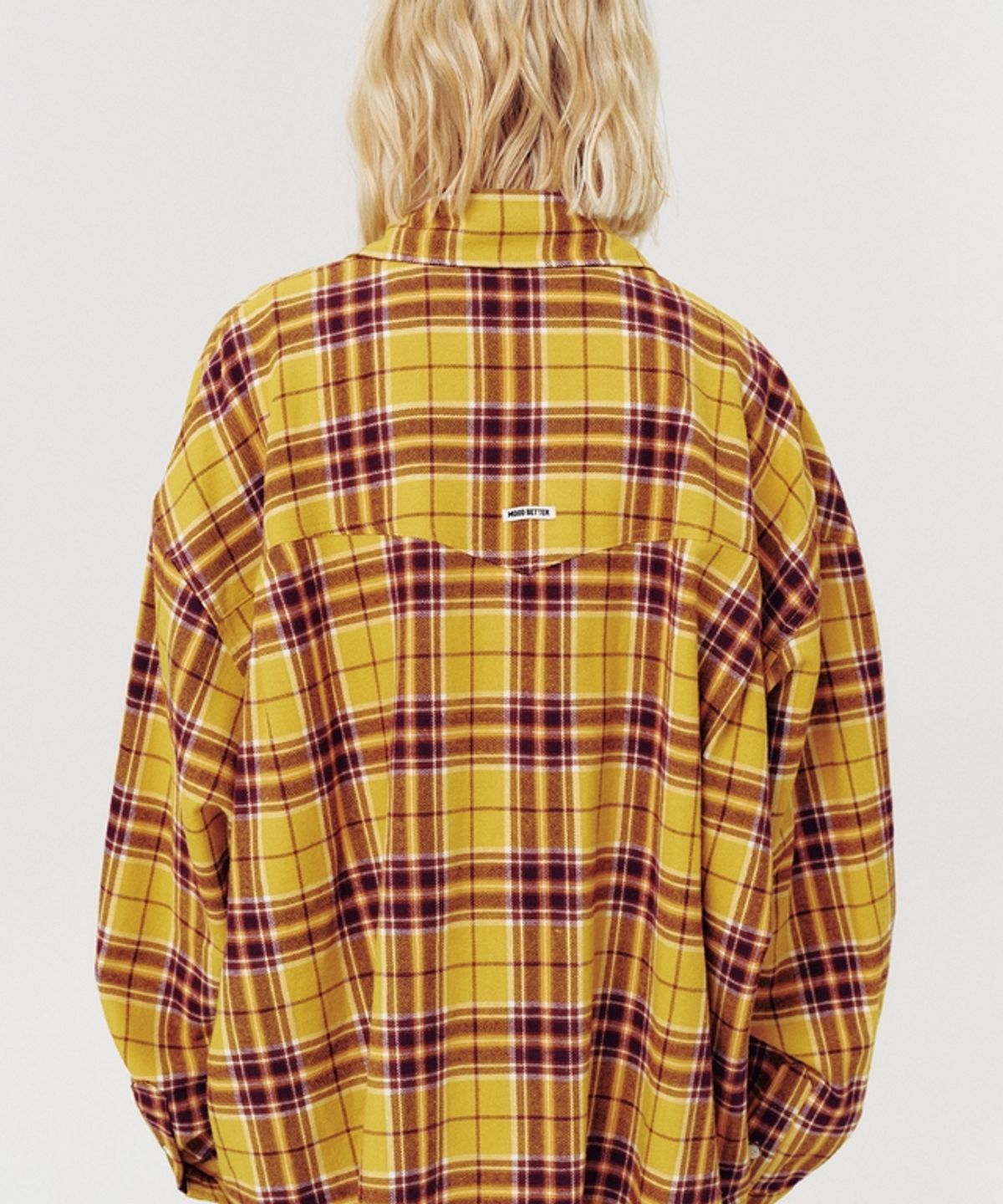 무드베러(MOODBETTER) OVERSIZED CHECK SHIRT YELLOW