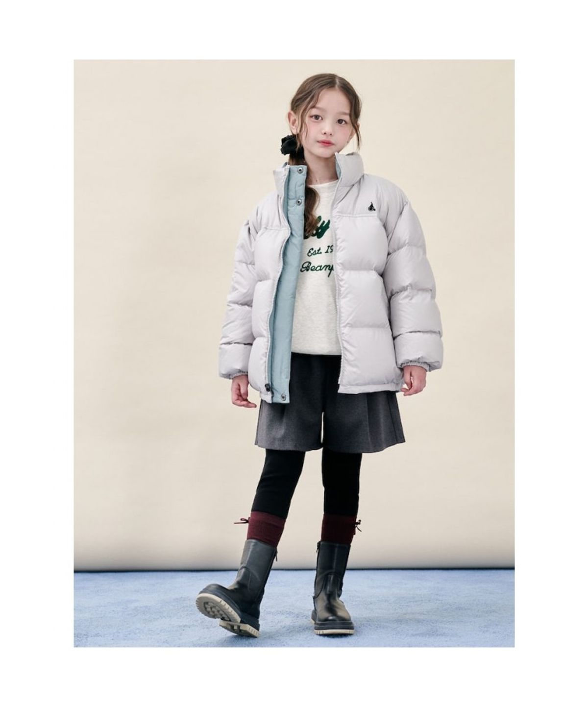 빈폴 키즈(BEANPOLE KIDS) 리버서블 덕다운 푸퍼 숏패딩  베이지 (BI5X38U10A) (BI5X38U10A)