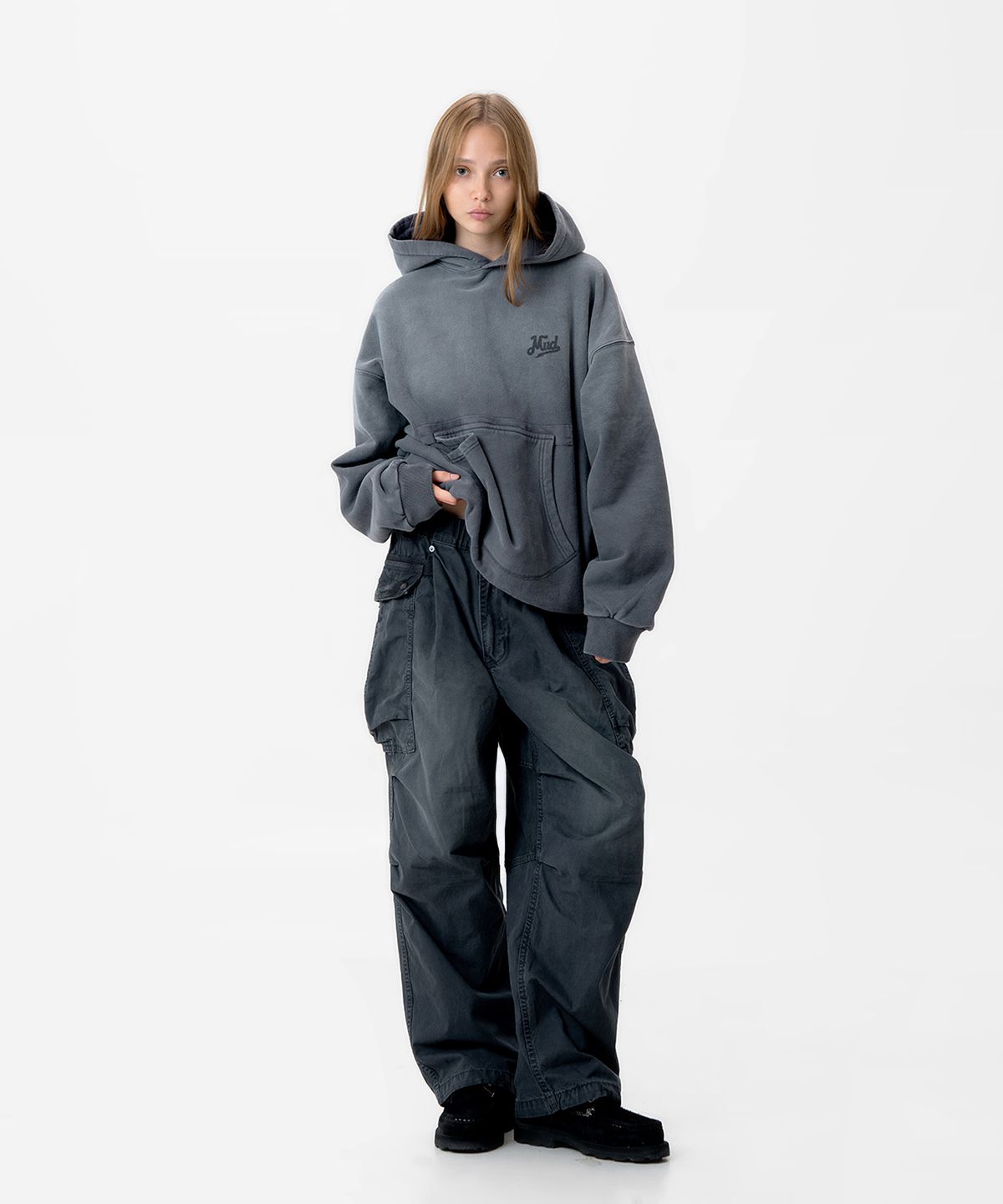 미드업데이트(MIDUPDATE) Wide Fit Washed Cargo Pants_2color