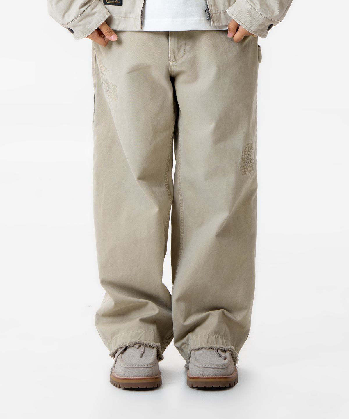 미드업데이트(MIDUPDATE) Wide Fit Destroyed Work Pants_2color