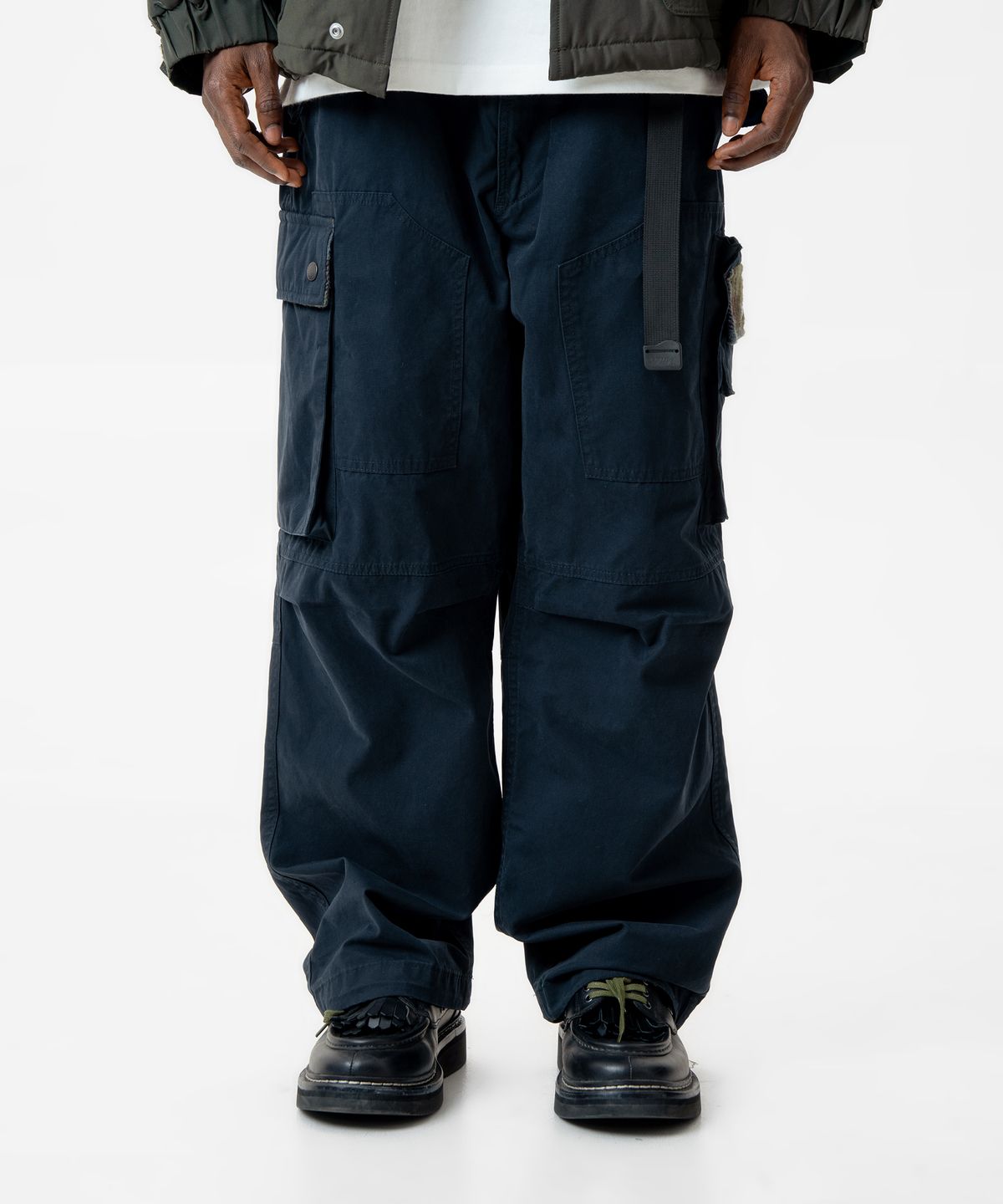미드업데이트(MIDUPDATE) Wide Fit Webbing Belt Cargo Pants_2color