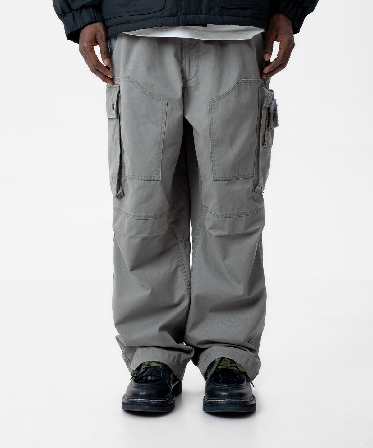미드업데이트(MIDUPDATE) Wide Fit Webbing Belt Cargo Pants_2color