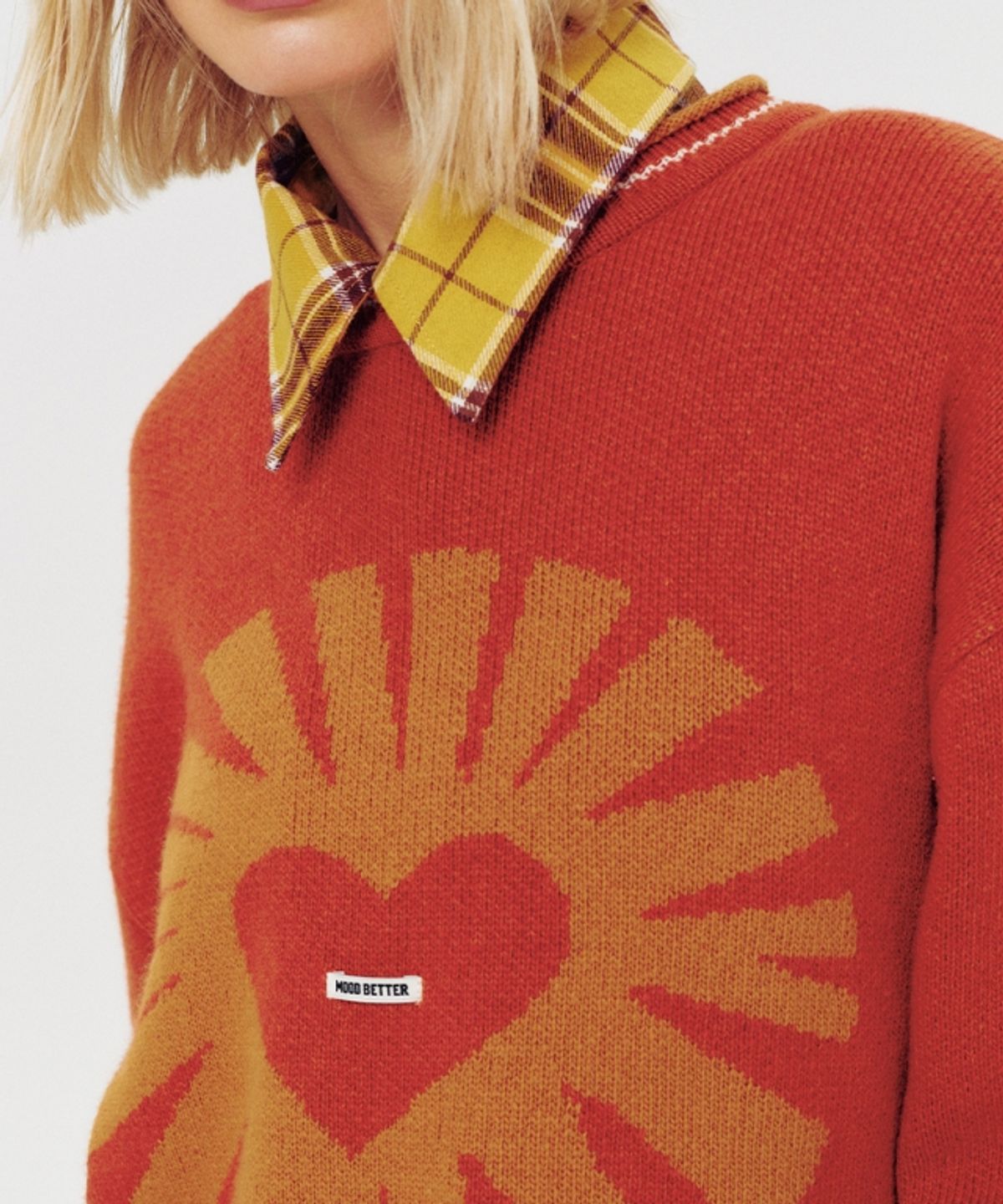 무드베러(MOODBETTER) RELAXED LOGO KNIT PULLOVER BRICK RED