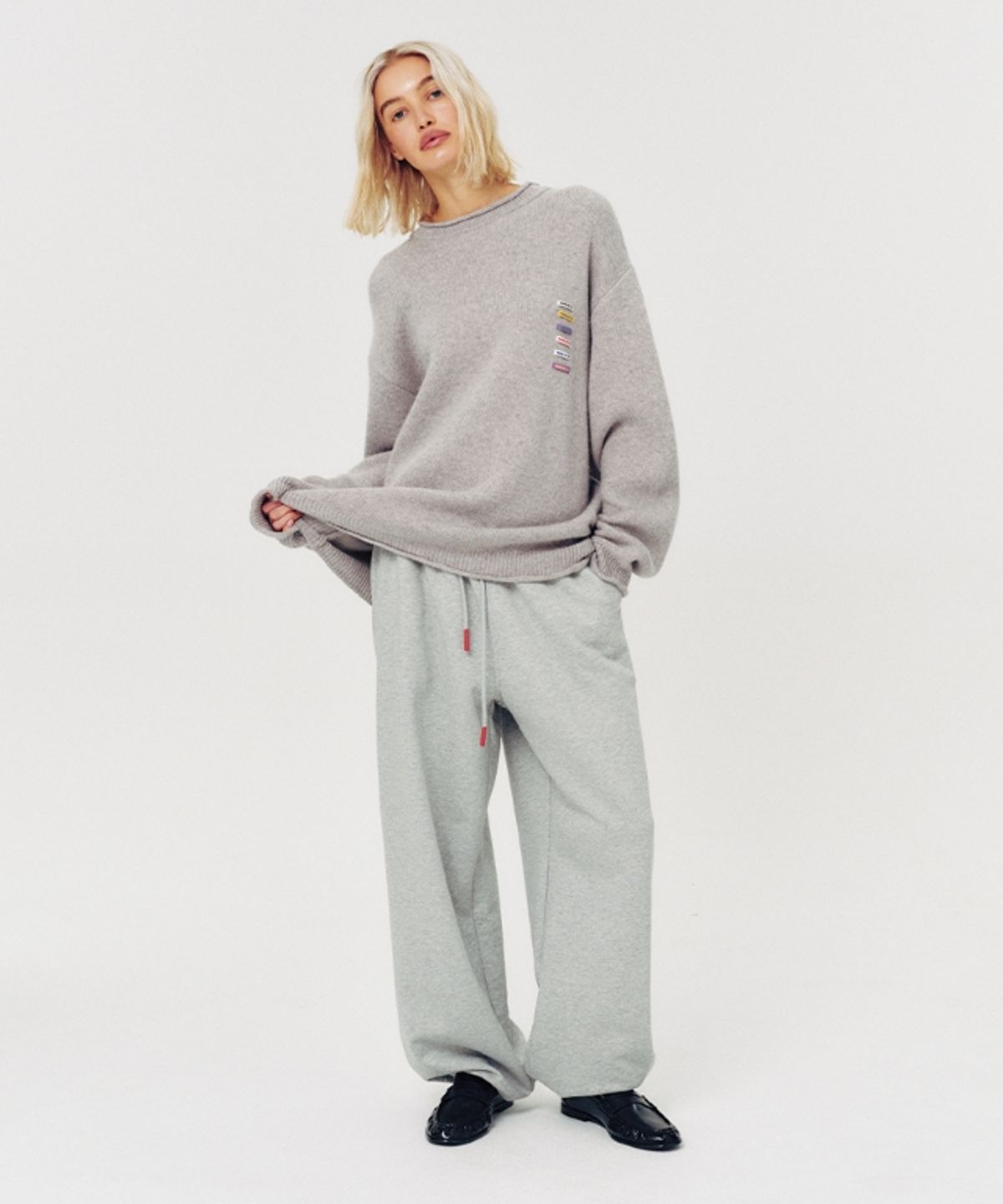 무드베러(MOODBETTER) LABEL POINT BACK NUMBER KNIT PULLOVER GREY