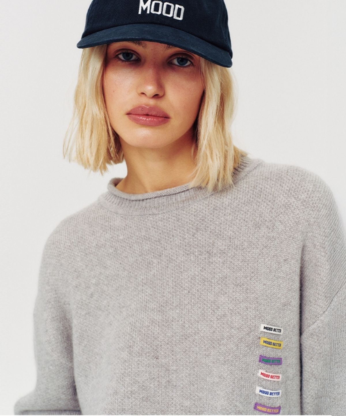 무드베러(MOODBETTER) LABEL POINT BACK NUMBER KNIT PULLOVER GREY